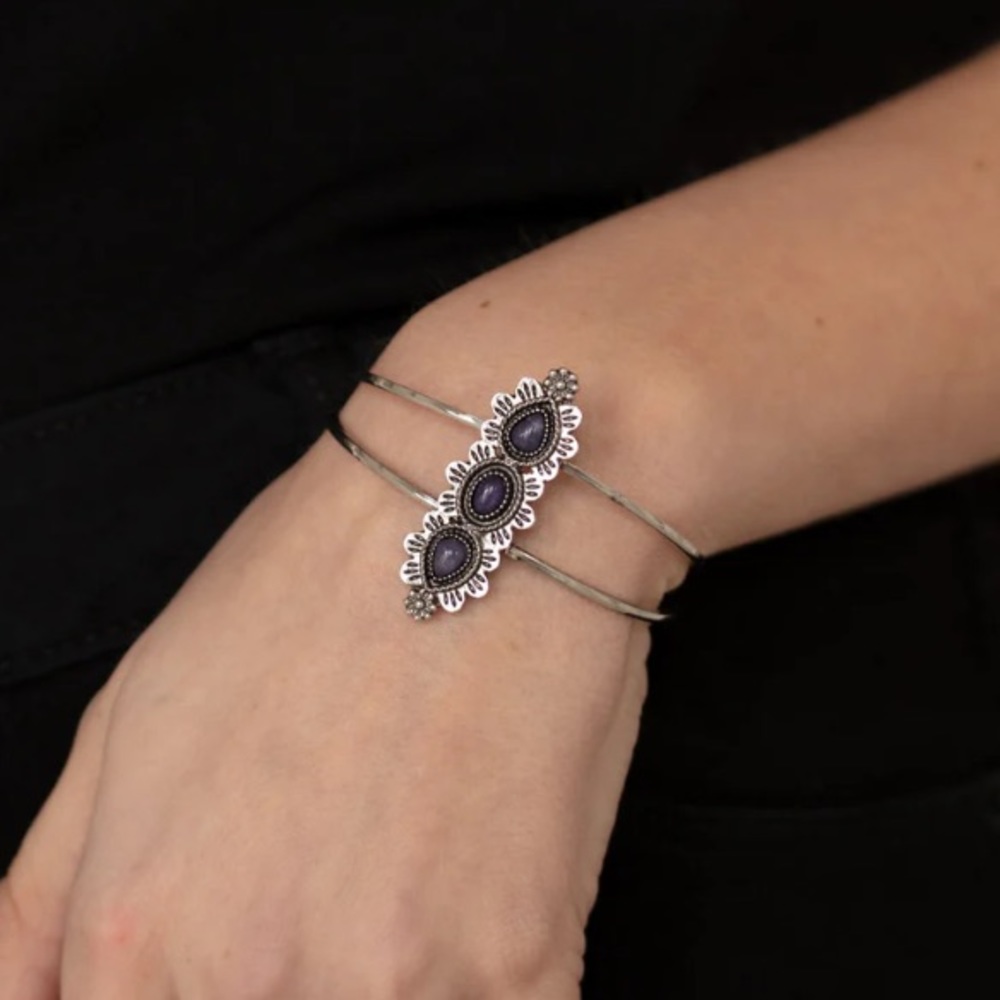 Paparazzi Silver and Dark Purple Cuff Bracelet
